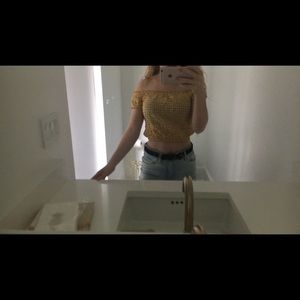 Brandy Melville gingham yellow crop